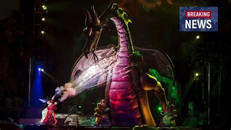 Animatronic dragon bursts into flames during Disneyland show